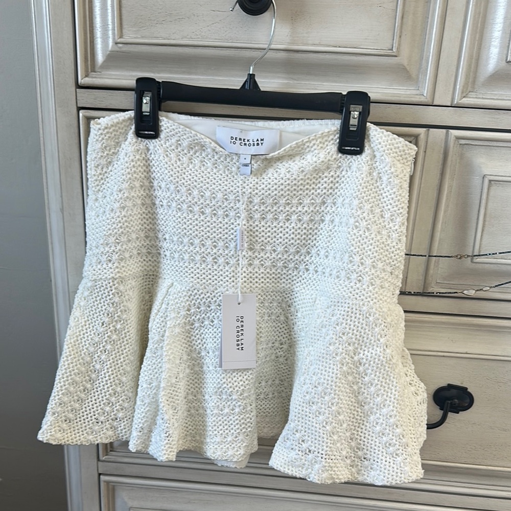 10 Crosby Derek Lam Cream Mini Fit and Flare Skirt